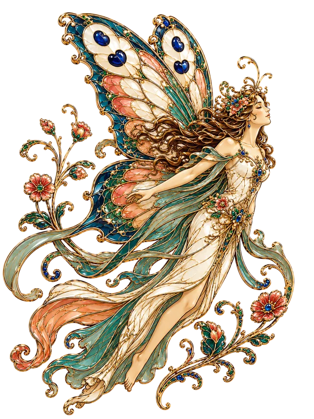 An Art Nouveau butterfly woman